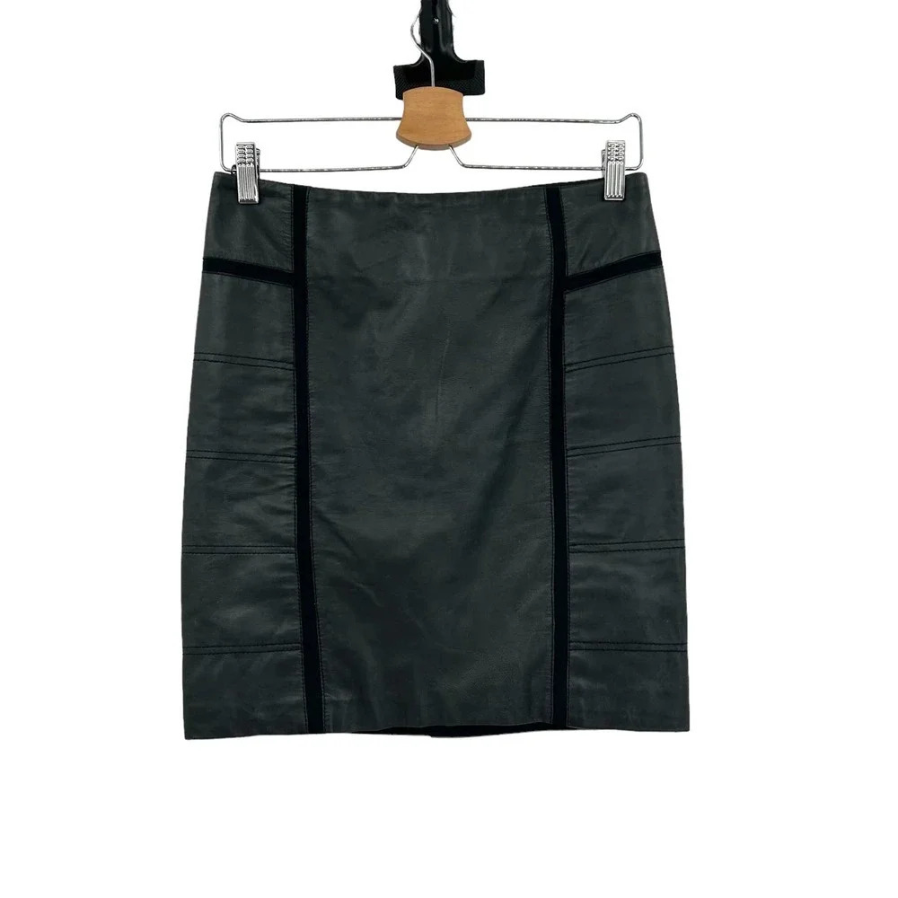 Ted Baker Palanga Black Leather Pencil Skirt Size 2 / Us 6